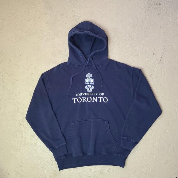 Retro 'JPT Premium' UofT navy varsity hoodie pullover sweatshirt men's L - Picture 1 of 3